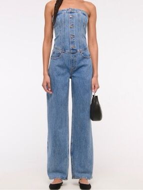 Abercrombie & Fitch Strapless Denim Jumpsuit